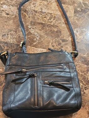 Great American Leather Works Purse Three Large Compartments Multiple Zipper Pckt